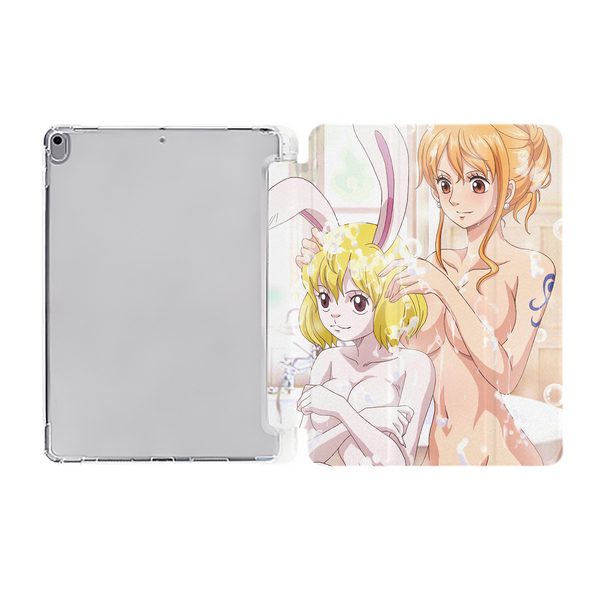 ワンピース ONE PIECE IPad ケース ペン収納付き 三つ折りスタンド PUレザー×シリコン 対応機種9.5/10.5/10.9インチ